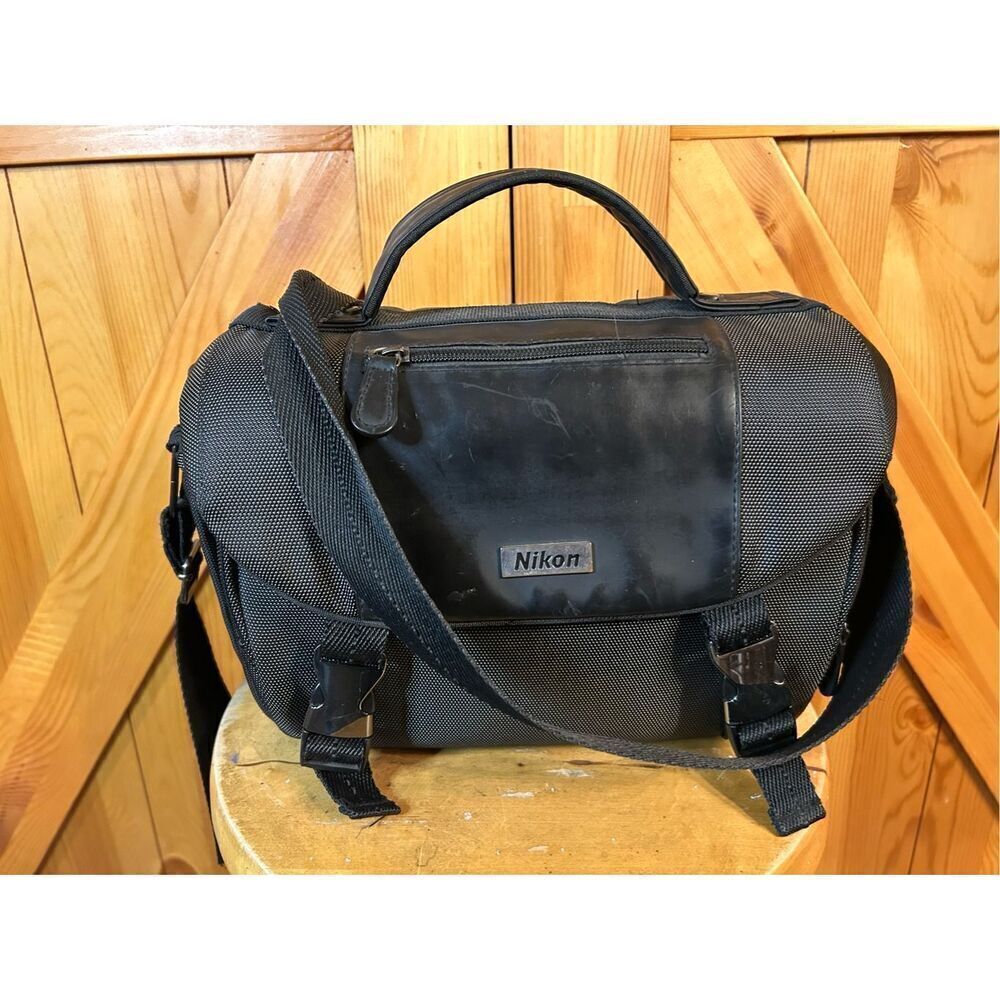 Nikon Camera Bag DSLR Shoulder Hand Bag Soft Shell Canvas Case Black Pockets